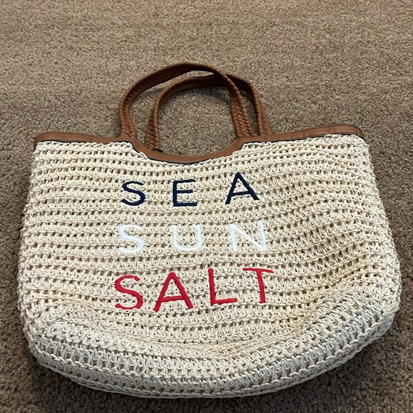 Time and Tru Handbags - Time and Tru Sea Sun Salt straw Tote